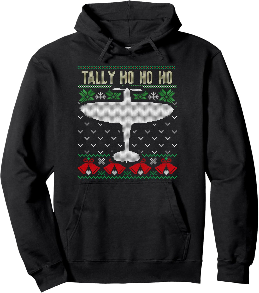 Spitfire Christmas Ugly Jumper Style Airplane Aircraft Plane Pullover Hoodie