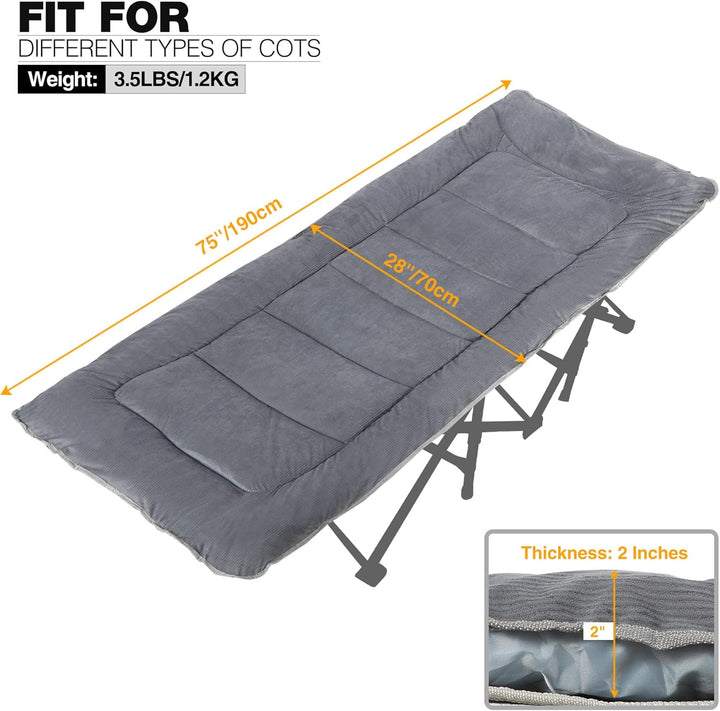 REDCAMP XL Weich Campingbett Feldbettauflage,Martratze für Feldbett Klappbar 190 x 75 cm,Bequem Gut