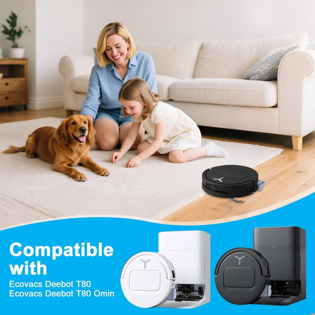 Zubehörset für ECOVACS DEEBOT T80 Omni Saugroboter, 1 Hauptbürste, 2 Rolle Wischtücher, 4 HEPA-Filte