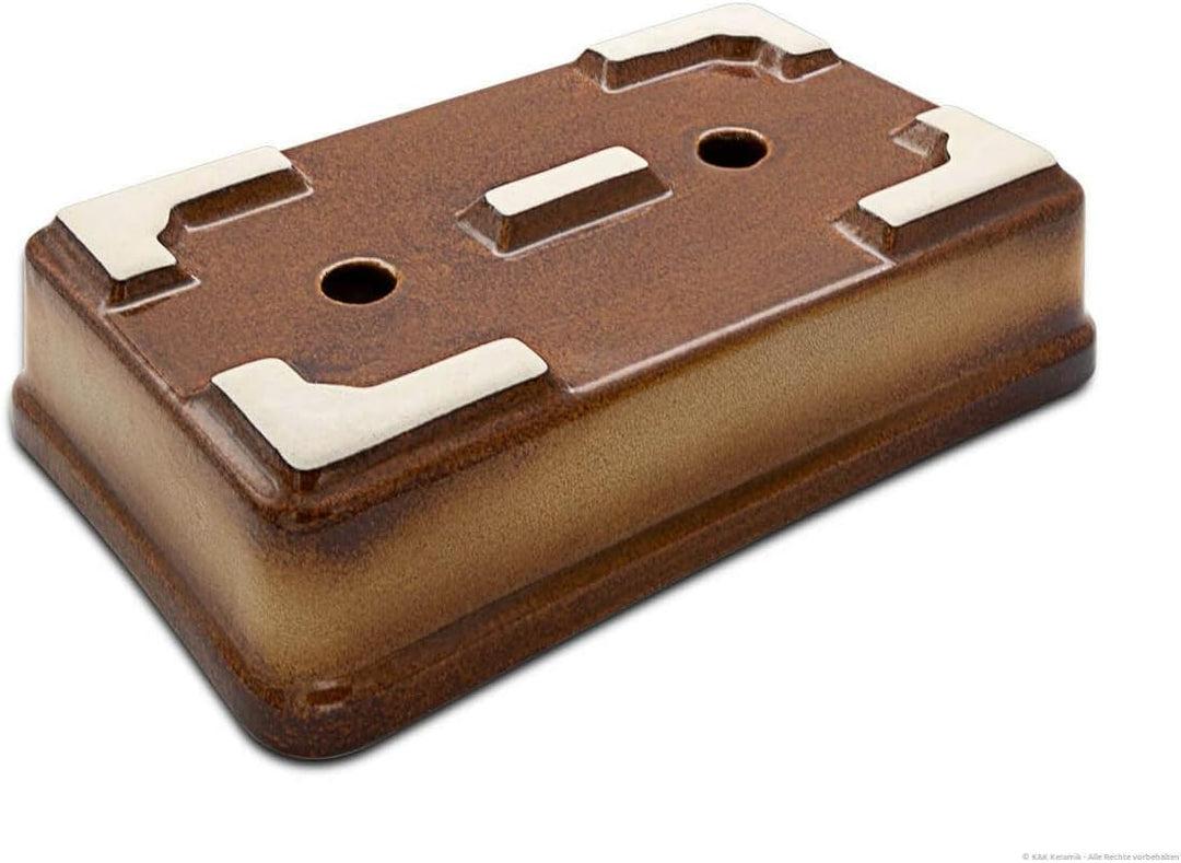 K&K Keramik Orginal Bonsaischale viereckig 29x18x7 frostsicher braun-glänzend, Braun