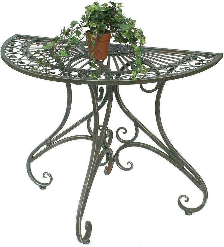 DanDiBo Tisch Halbrund Wandtisch Halbtisch 130434 Beistelltisch aus Metall 90 cm Gartentisch Konsole