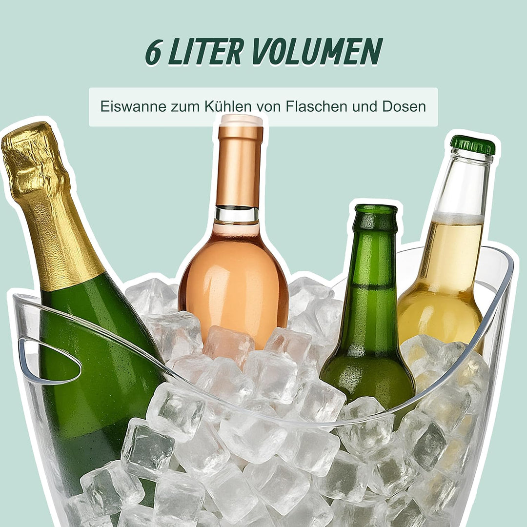 Relaxdays Getränkekühler, 6l Partywanne, Sekt, Bier, Wein kühlen, Kunststoff, HxBxT: 25,5 x 34,5 x 2