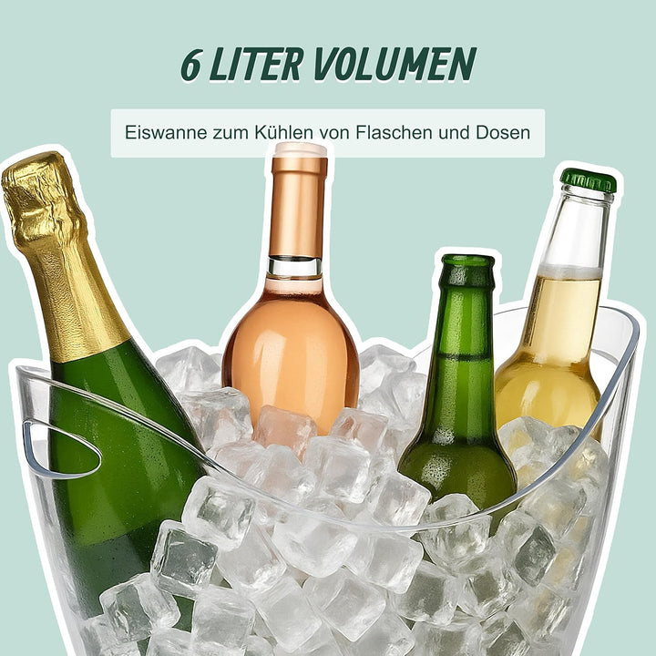 Relaxdays Getränkekühler, 6l Partywanne, Sekt, Bier, Wein kühlen, Kunststoff, HxBxT: 25,5 x 34,5 x 2