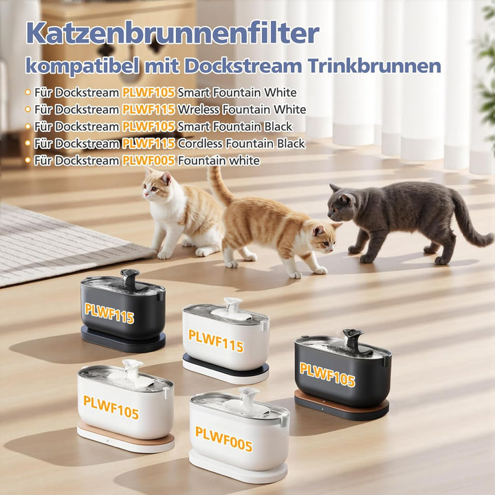 16 Stück Katzenbrunnen Filter für PETLIBRO Dockstream Tomxcute Katzentrinkbrunnen PLWF005 / PLWF105