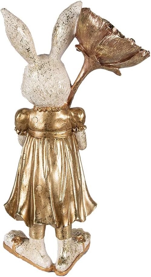 Clayre & Eef Figur Kaninchen 16x12x32 cm Goldfarbig Polyresin Wohnaccessoires