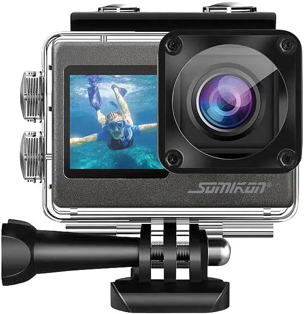 Somikon Action Kamera: 6K-Actioncam mit 2 Farbdisplays, WLAN, Bildstabilisierung, Sony-Sensor (Outdo
