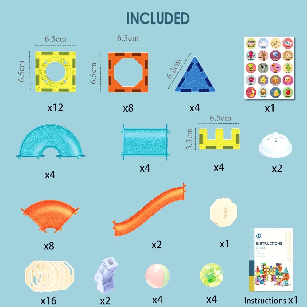 morkka Magnetische Bausteine,STEM Montessori Spielzeug für Kinder 3 4 5 6 7 8 Jahre 3D Lernspielzeug