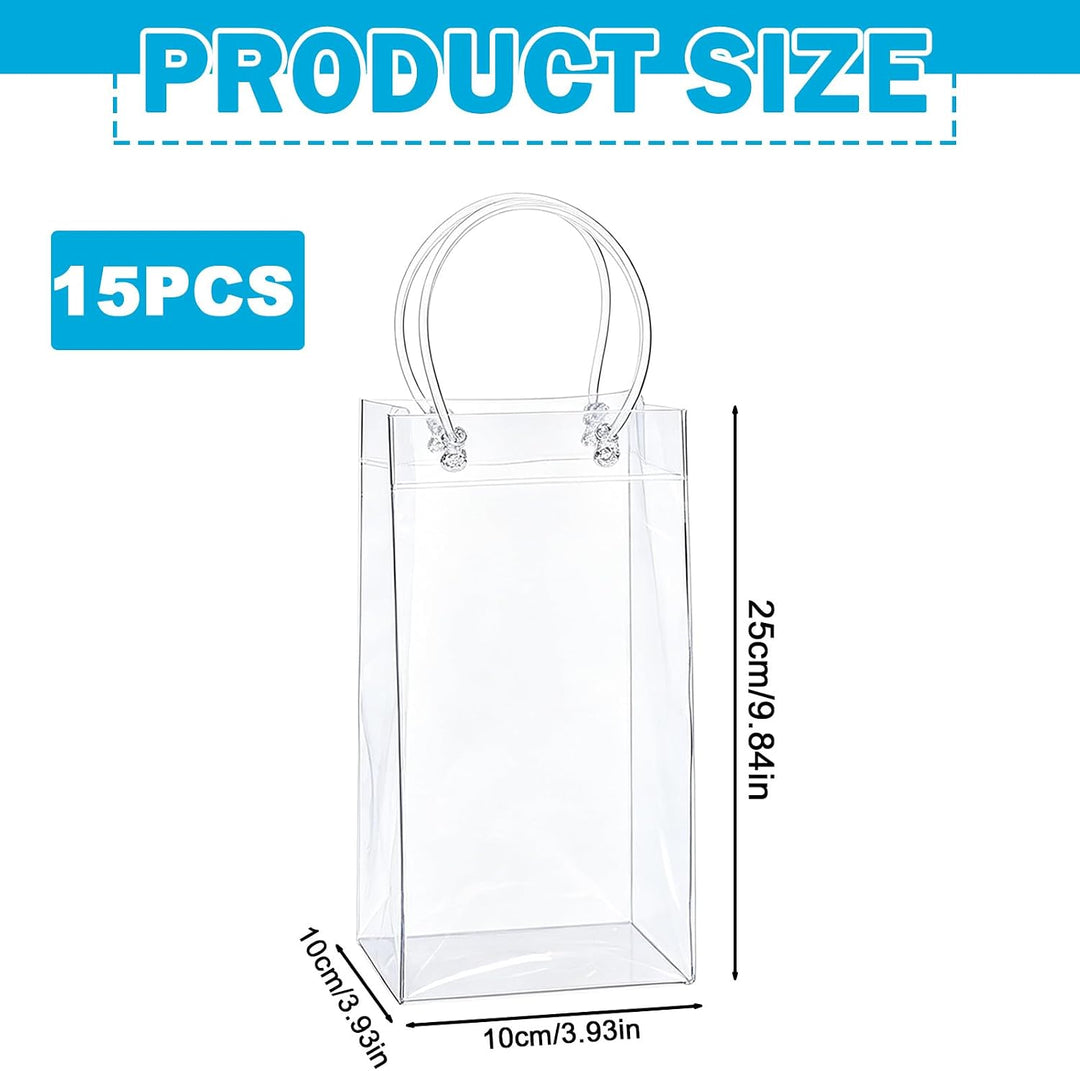 15 Stück Flaschenkühler Ice Bag: 10*25*10cm Transparent Sektkühler, PVC Eisbeutel Flaschenkühler, ,