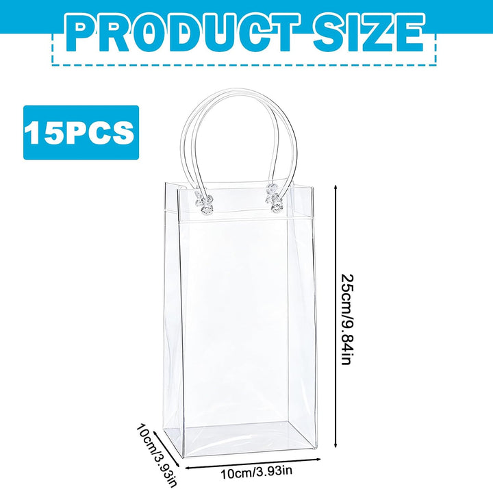 15 Stück Flaschenkühler Ice Bag: 10*25*10cm Transparent Sektkühler, PVC Eisbeutel Flaschenkühler, ,