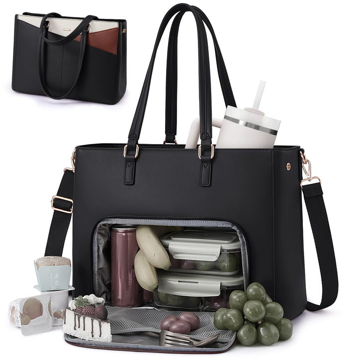 LOVEVOOK Laptoptasche Damen, Arbeitstasche mit Isoliertem Kühlfach Gross | 15,6 Zoll Laptop Handtasc