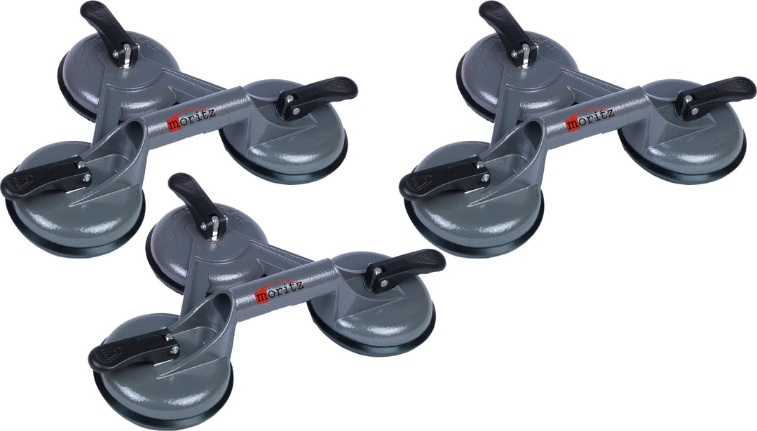 Moritz Aluminium Saugheber Glasheber Glassauger 120 kg 120 mm Vakuumheber mit 3 Saugnäpfen (3), 3