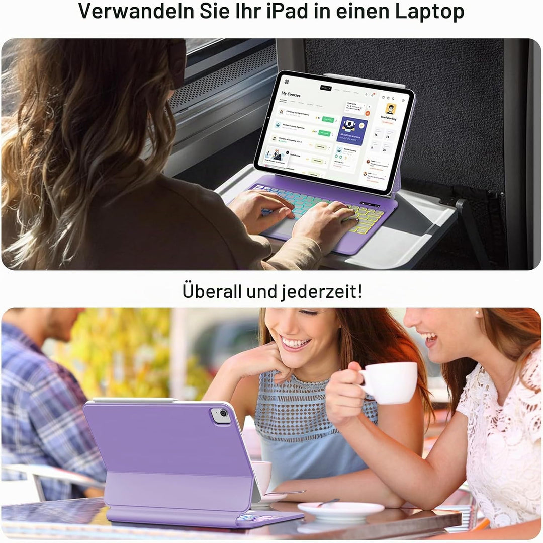 Magic Keyboard für iPad Air 13" (M3 2025 M2 2024)/iPad Pro 12.9 (6ª/5ª/4ª/3ª Gen), Magnetischer Stän