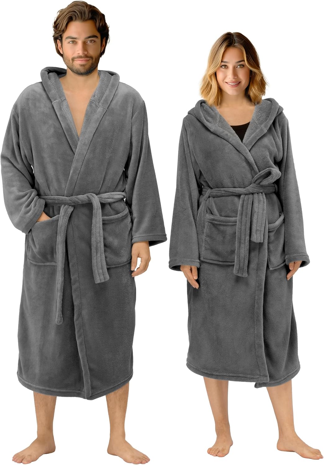 HOMELEVEL Bademantel Morgenmantel Unisex - kuschelweicher Reisebademantel Saunamantel - Mikrofaser M