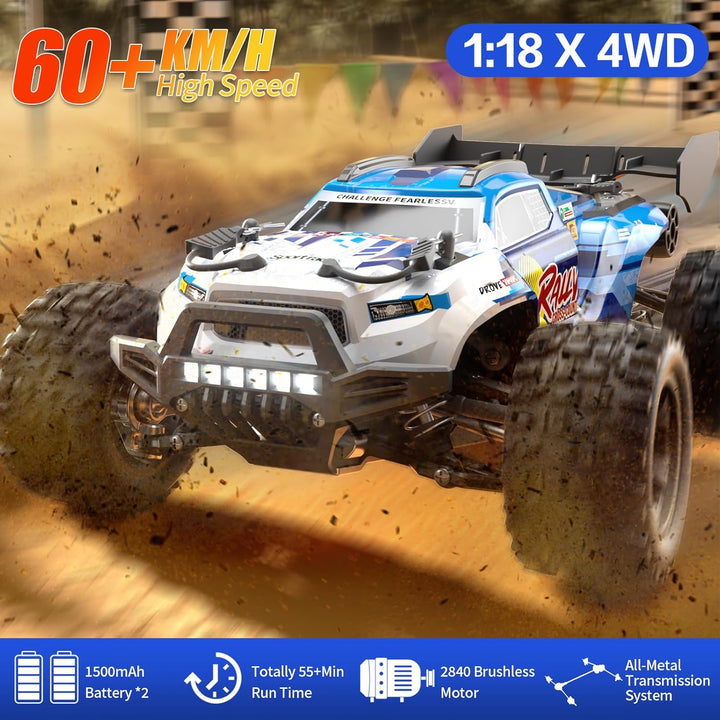 YONCHER 18101 PRO Ferngesteuertes Auto Bürstenlose,1:18 60KM/H RC Auto für Erwachsene Kinder, 4WD Of