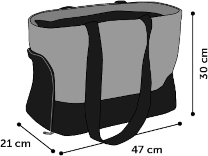 Hundetasche - Tragetasche Brigitta Grau – 47x21x30cm – Textil – Reissverschlüsse vorn/Oben/hinten –