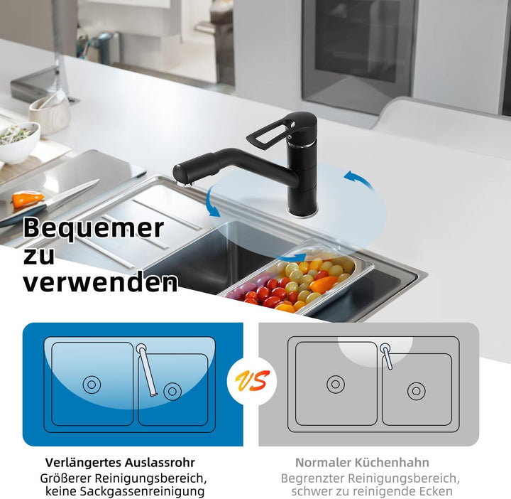 Wasserhahn Küche, Küchenarmatur mit Einhebelmischer, Keramikkartusche mit 360° Drehbarer Spültischar