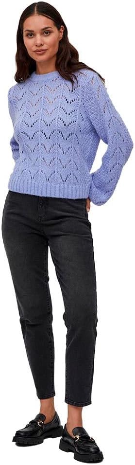 Vila Damen Visultan Knit O-Neck L/S Top-Noos Strickpullover XS Pale Iris/Detail:melange, XS Pale Iri