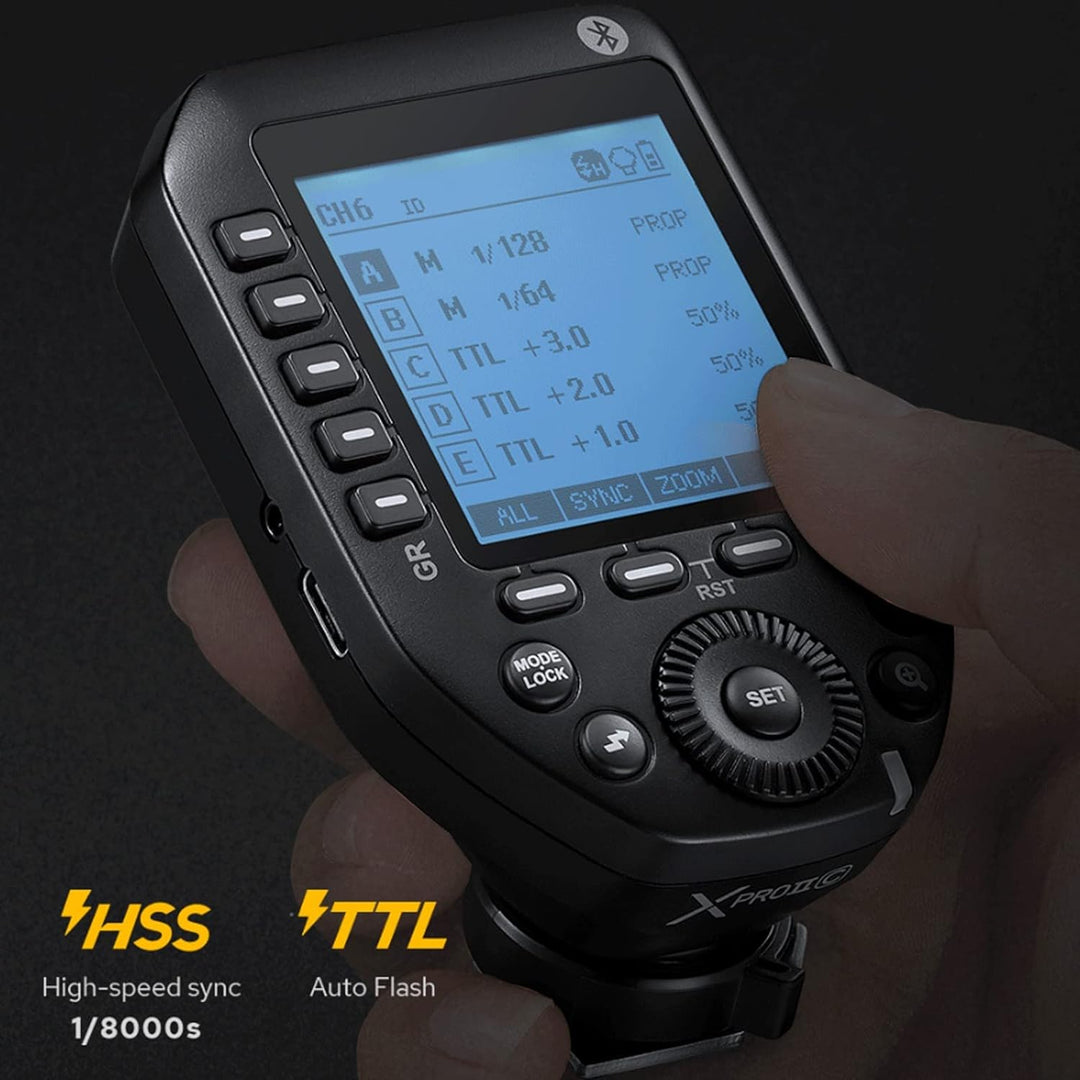 Godox XPro XProII-C Trigger für Canon, Godox Flash Wireless Transmitter TTL 2.4G HSS 1/8000S Bluetoo
