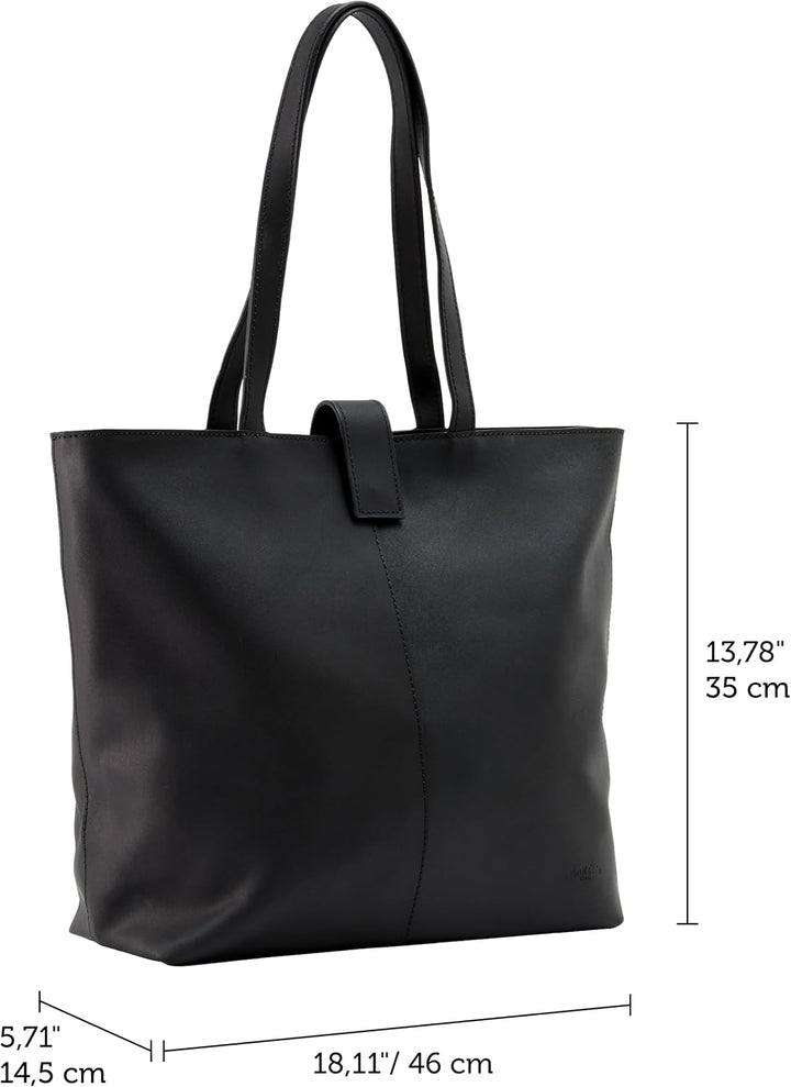 Gusti Shopper Leder - Alexandra Handtasche Damen Arbeitstasche Leder Schwarz, Schwarz
