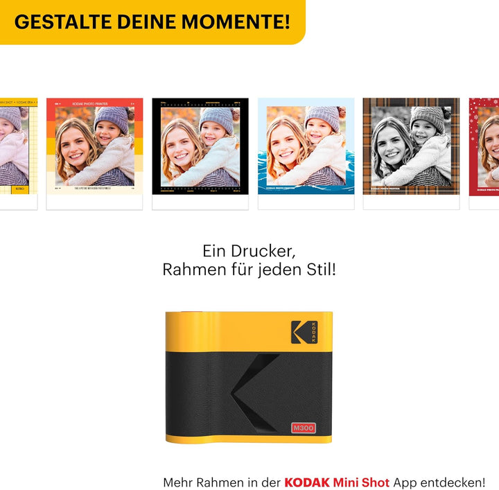 KODAK Fotodrucker Mini 3 ERA Impresora + Pack con 68 Hojas schwarz, Impresora + Pack con 68 Hojas sc