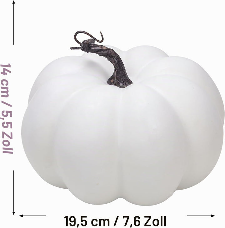 Quancru 20cm Weisse Künstliche Kürbis Simuliert Herbst Dekor Realistisch DIY Erntedankfest Halloween