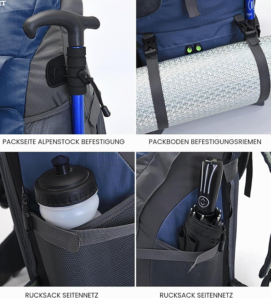 Bseash 50L Leichter wasserfester Wanderrucksack, Outdoor Sport Tagesrucksack Multifunktions Reisetas