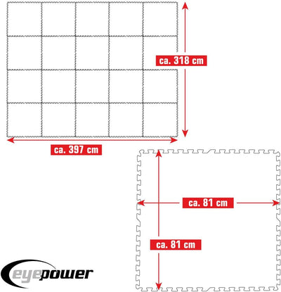 EYEPOWER 12,6 m² Poolunterlage - 20 Eva Matten 81x81 - Outdoor Pool Unterlage - Unterlegmatten Set 3