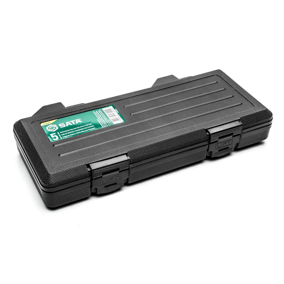 SATA ST50402 HSS Ratschen Gewindeschneid, Gewindeschneidwerkzeug Set, Komfortabler Ratschen T-Griff,