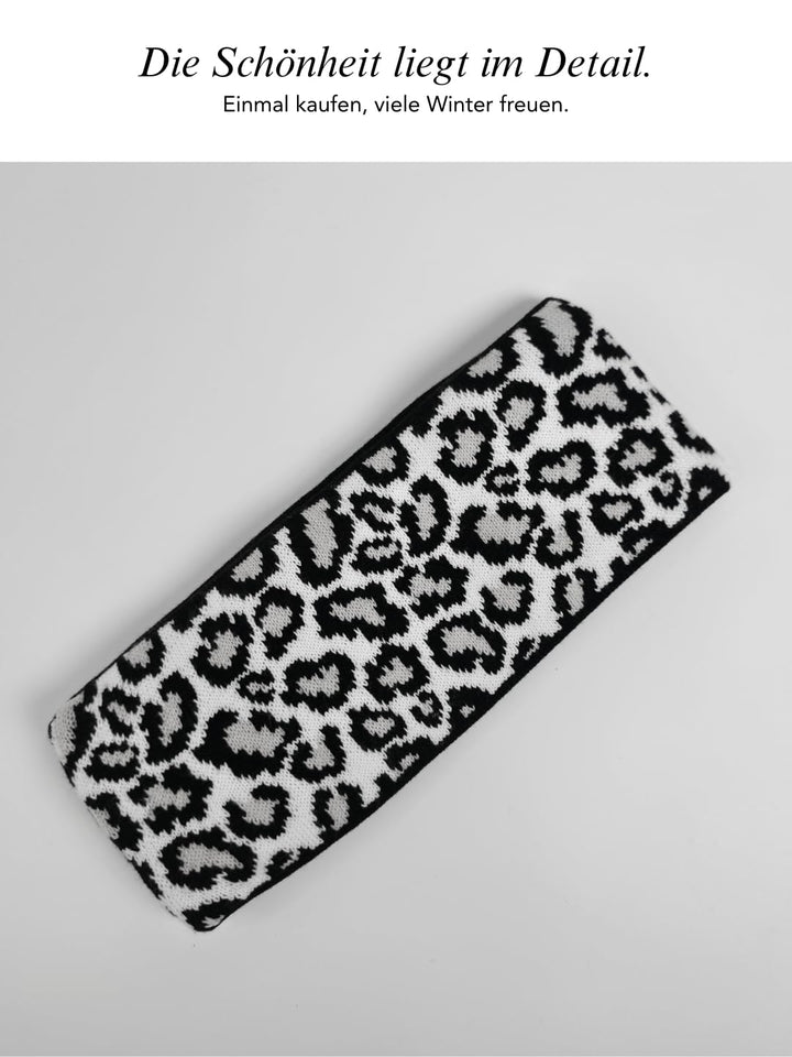 Baesics Stirnband Leo Schwarz Weiss für Damen & Herren – warme & elastische Unisex Ohrenwärmer mit F