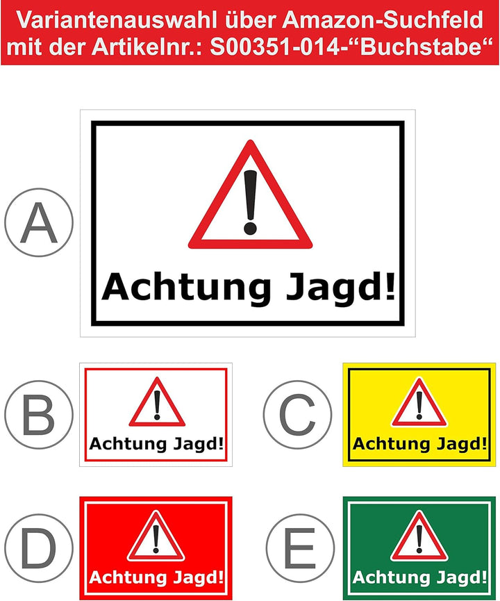 Melis Folienwerkstatt Schild Achtung Jagd - 60x40cm - Bohrlöcher - 3mm Aluverbund – 20 VAR S00351-01