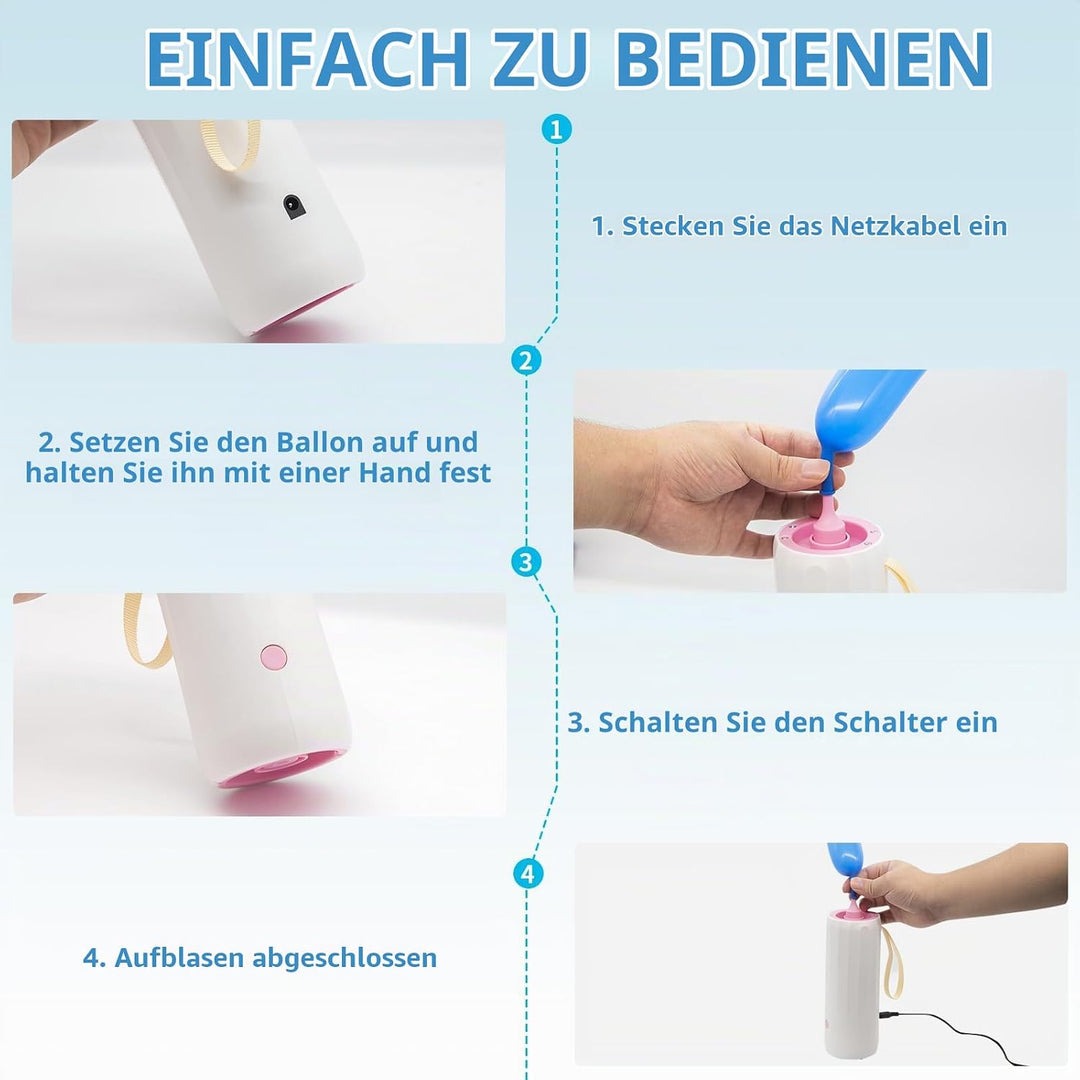 OBEST Aufgerüstete Elektrische Luftballonpumpe Rosa, Rosa