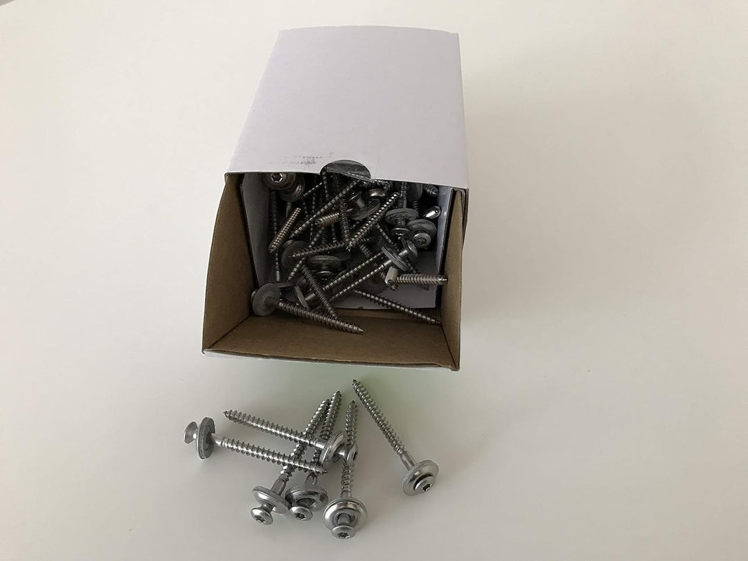 Set aus je 100 Stück Kalotten & Abstandhalter & Spengler-Schrauben TX20 EPDM-Dichtscheiben 4,5x55mm