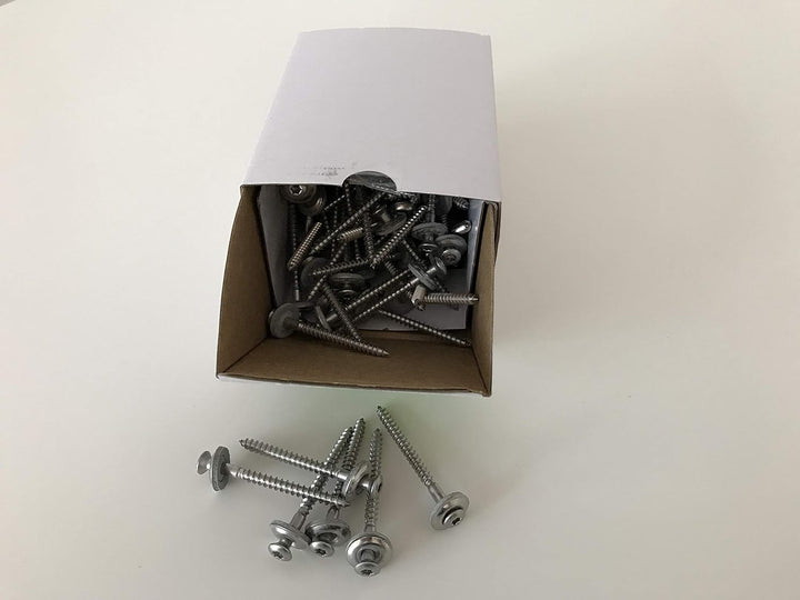 Set aus je 100 Stück Kalotten & Abstandhalter & Spengler-Schrauben TX20 EPDM-Dichtscheiben 4,5x55mm