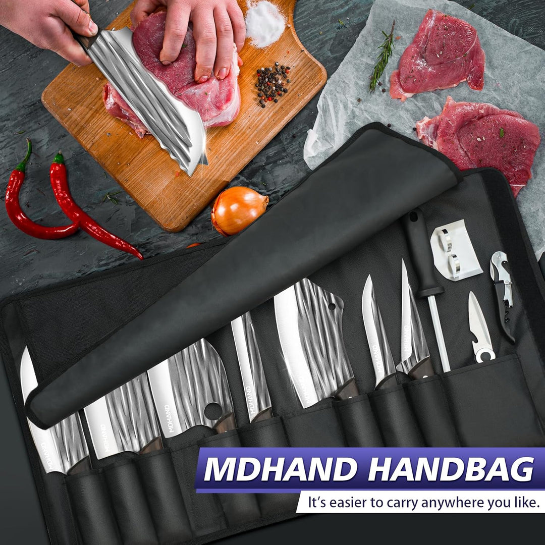 MDHAND Metzgermesser Set,14pcs Küchenmesser Set,Scharfes Hackmesser Messerset,High Carbon Steel Koch