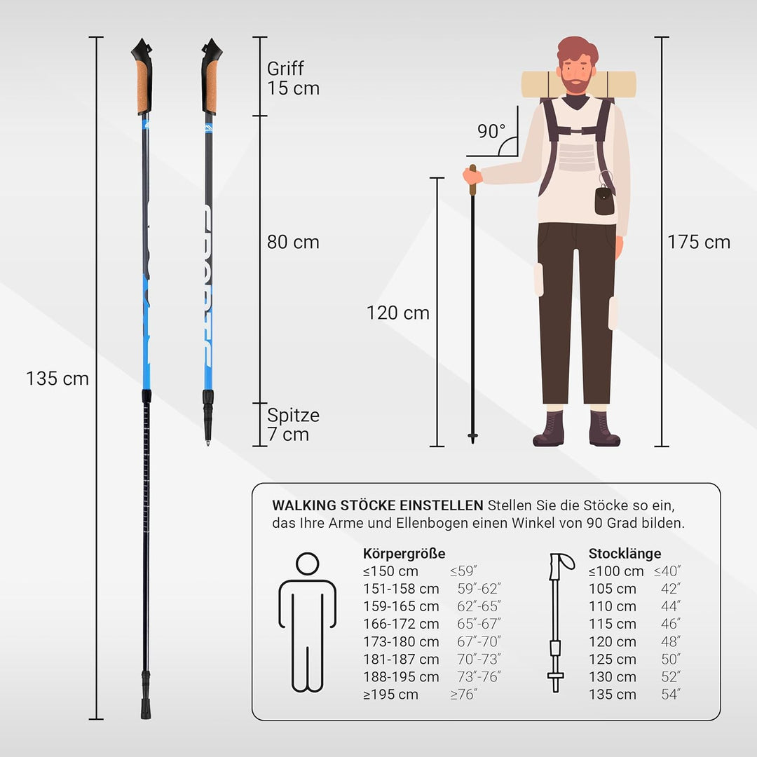 MSPORTS Nordic Walking Stöcke Premium - hochwertige Qualität - Superleicht - auswählbar mit Tragetas