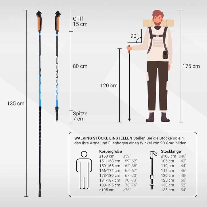 MSPORTS Nordic Walking Stöcke Premium - hochwertige Qualität - Superleicht - auswählbar mit Tragetas