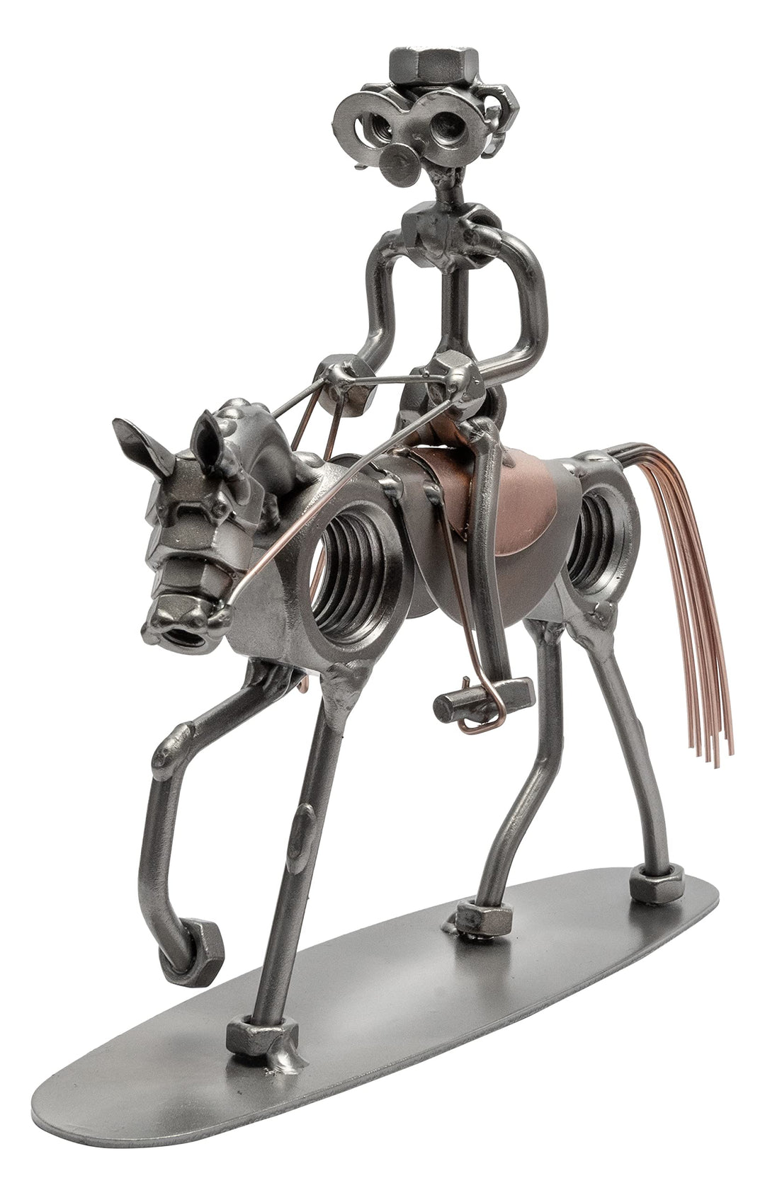 STEEMO Schraubenmännchen Reiter Pferd Reiten Geschenk Metall-Deko 22x7x20 cm