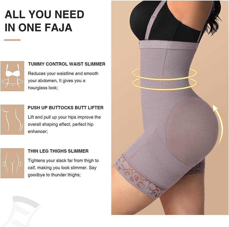 FeelinGirl Miederhose Stark Formend Hohe Taille Shaping Hose Bauchweg für Damen Fajas mit Abnehmbare