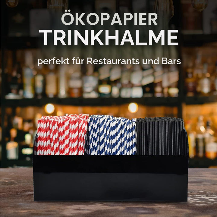 Einweg-Papiertrinkhalme Bulk 1000 Stück, Blau/Weiss gestreift, 19,7x0,6cm - Biologisch abbaubar und