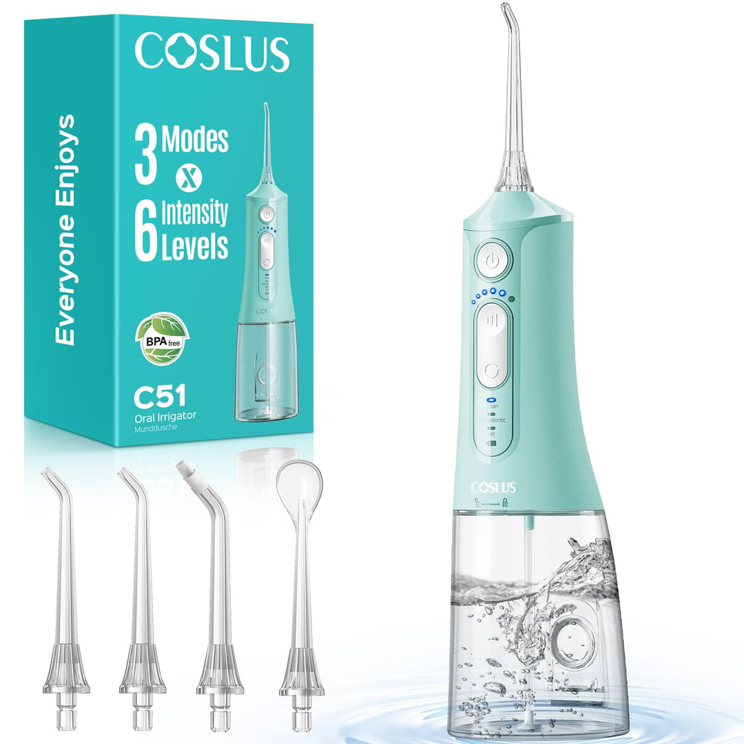 COSLUS C51 Munddusche Elektrische Kabellos Testsieger 2026: 3 Modi und 6 Druckeinstellungen - 300ML