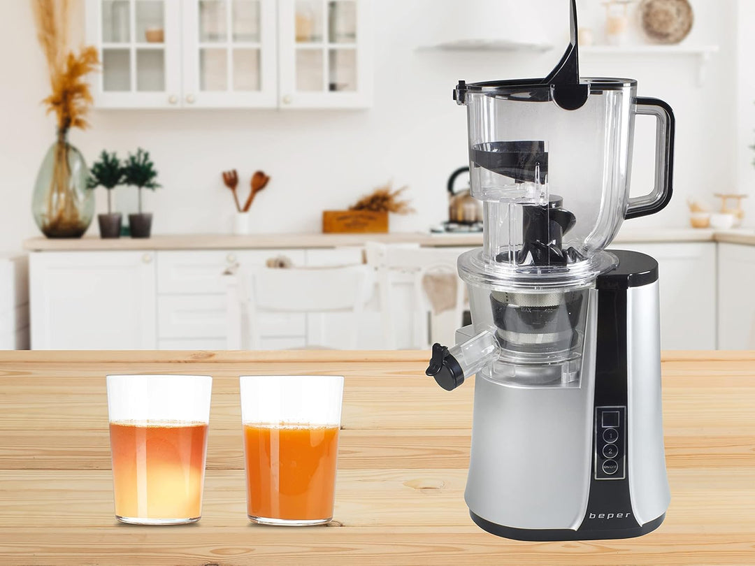 Beper 90.422 Vertikalentsafter - Slow Juicer, Silber