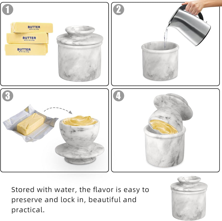 Butterdose Französische mit Deckel Marmor Butter Dose Butterfass Butterglocke Wassergekühlt Butterto