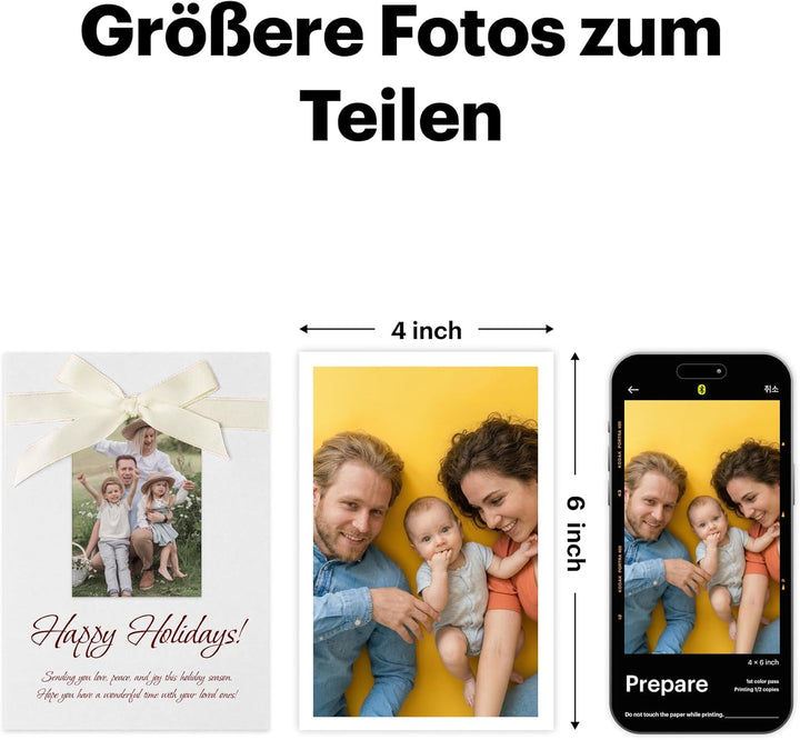 KODAK Dock Plus 4Pass-Fotodrucker (10 x 15 cm) + Paket mit 90 Blatt Fotopapier Imprimante + Paquet a