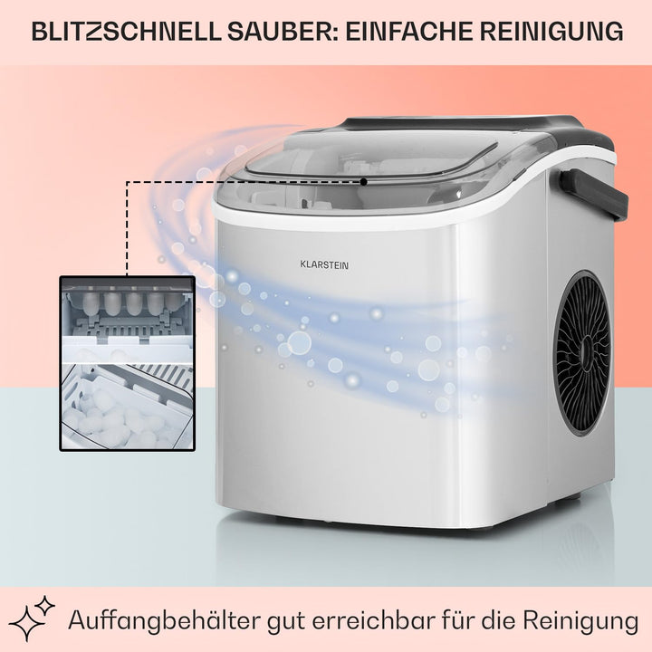 Klarstein Eiswürfelmaschine für Zuhause Camping Gastro, Schnelle Mini-Eiswürfelmaschine Klein, Profi