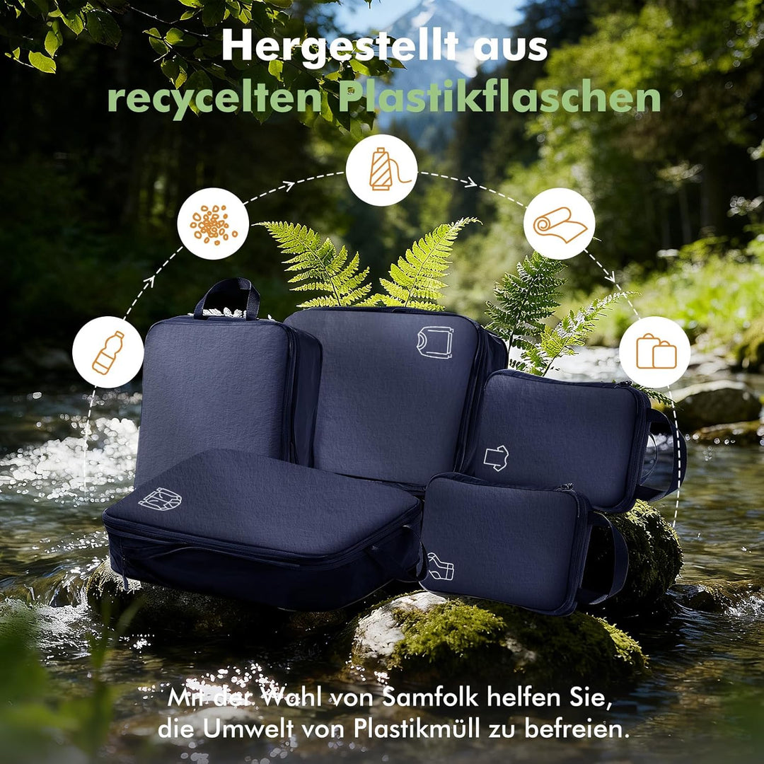 Packing Cubes Compression 5 Stück, Koffer Organizer Packwürfel Travel Essentials Reise Organizer Set