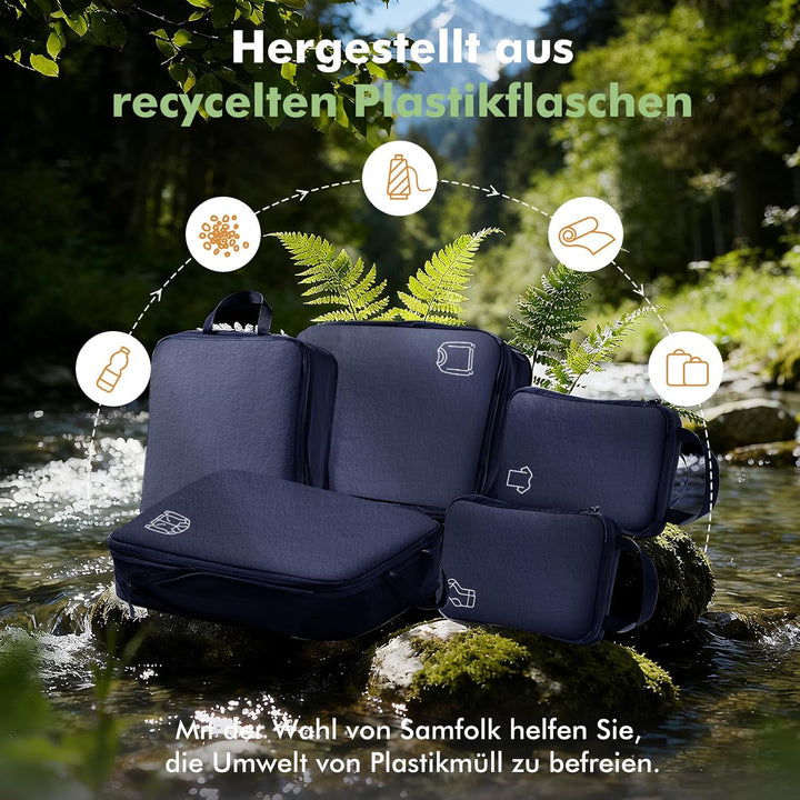 Packing Cubes Compression 5 Stück, Koffer Organizer Packwürfel Travel Essentials Reise Organizer Set