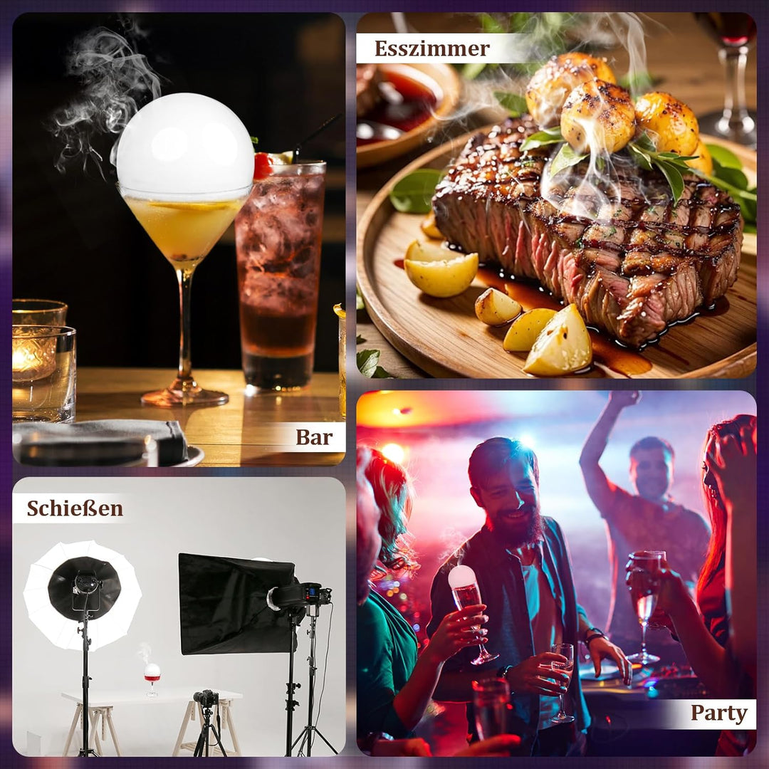 cocktailmaschine mit 5 Aroma Pods, essbarer Blase, Cocktail Bubble Smoke Gun, Whiskey Smoker Kit, pe