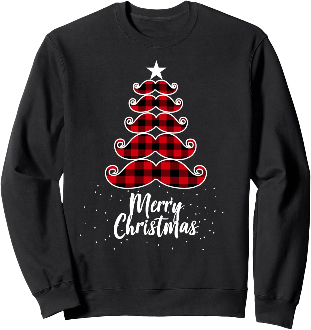 Weihnachten Schnurrbart Plaid Tree für Papa Mama Kinder Sweatshirt