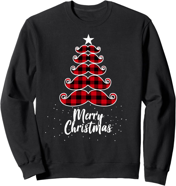 Weihnachten Schnurrbart Plaid Tree für Papa Mama Kinder Sweatshirt