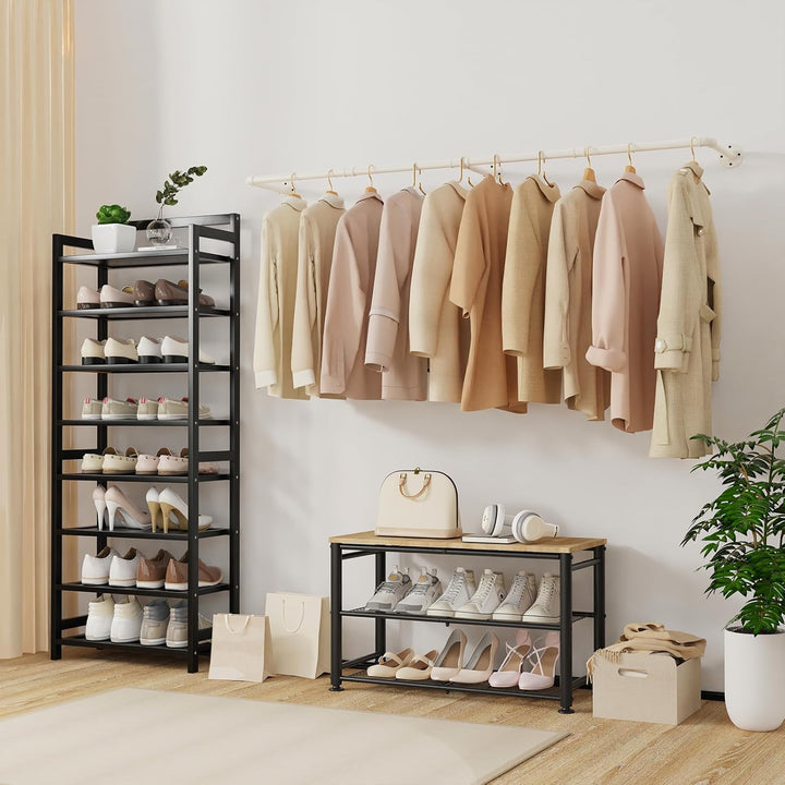 Yawinhe Industrierohr Kleiderstangen,180cm Kleiderständer für die Wand, Platzsparenders Wandregal Kü